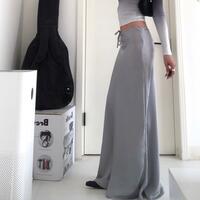 Gray silk satin high waist skirt - Thumbnail 5