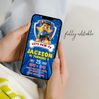 Chase Paw Patrol Birthday Invitation, Chase Paw Patrol E-Invite Birthday Invitation Canva Editable - Thumbnail 2