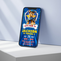 Chase Paw Patrol Birthday Invitation, Chase Paw Patrol E-Invite Birthday Invitation Canva Editable - Thumbnail 3