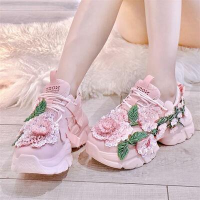 New sequin embroidered peony sneakers and casual shoes