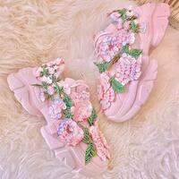 New sequin embroidered peony sneakers and casual shoes - Thumbnail 1