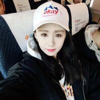 Harajuku style hat embroidered Okay baseball cap - Thumbnail 4