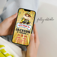 Rubble Paw Patrol Birthday Invitation, Rubble Paw Patrol E-Invite Birthday Invitation Canva Editable - Thumbnail 2