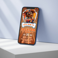 Zuma Paw Patrol Birthday Invitation, Zuma Paw Patrol E-Invite Birthday Invitation Canva Editable - Thumbnail 2