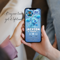 Blue's Clues Birthday Invitation, Paw-Ty Blue's Clues E-Invite Birthday Invitation Canva Editable - Thumbnail 1