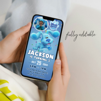 Blue's Clues Birthday Invitation, Paw-Ty Blue's Clues E-Invite Birthday Invitation Canva Editable - Thumbnail 3