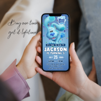 Blue's Clues Birthday Invitation, Paw-Ty Blue's Clues E-Invite Birthday Invitation Canva Editable - Thumbnail 1