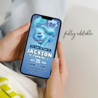 Blue's Clues Birthday Invitation, Paw-Ty Blue's Clues E-Invite Birthday Invitation Canva Editable - Thumbnail 2
