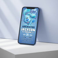 Blue's Clues Birthday Invitation, Paw-Ty Blue's Clues E-Invite Birthday Invitation Canva Editable - Thumbnail 3