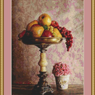 Fruit and flowers cross stitch pattern