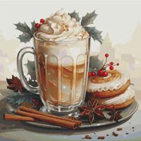 Festive Coffee Cross Stitch Pattern - Thumbnail 1