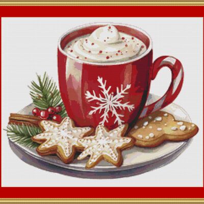 Festive cocoa cross stitch pattern