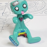 Zombie Robot (Teal) Resin Art Toy Figure Kawaii Desk Friend Gift - Thumbnail 1