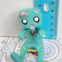 Zombie Robot (Teal) Resin Art Toy Figure Kawaii Desk Friend Gift - Thumbnail 4