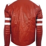 Mens Red and White Leather Biker Jacket Motorcycle-1
