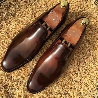 Brown Color Burnished Cap Toe Handmade Genuine Leather Stylish Men Shoes