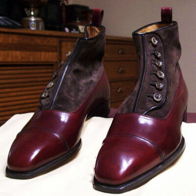 Men Maroon Gray Side Button Shoes ,Fashion Maroon Shoes New Style Male Boots
