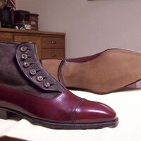 Men Maroon Gray Side Button Shoes ,Fashion Maroon Shoes New Style Male Boots - Thumbnail 2