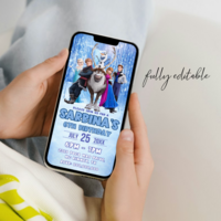 Disney Frozen Birthday Invitation, Princess Elsa E-Invite Birthday Invitation Canva Editable - Thumbnail 2