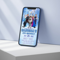 Disney Frozen Birthday Invitation, Princess Elsa E-Invite Birthday Invitation Canva Editable - Thumbnail 3