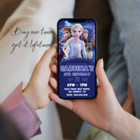 Disney Frozen Birthday Invitation, Princess Elsa E-Invite Birthday Invitation Canva Editable - Thumbnail 1