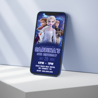 Disney Frozen Birthday Invitation, Princess Elsa E-Invite Birthday Invitation Canva Editable - Thumbnail 2