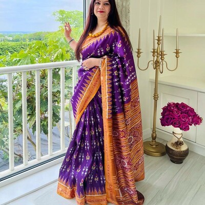  sambalpuri silk pata  saree wedding and festival  party wear silk saree 