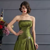 Simple Strapless Mother of Bride/Groom Dresses for Womem A Line Summer Short Sleeveless Wedding Party Dresses Robe De Soirée - Thumbnail 3