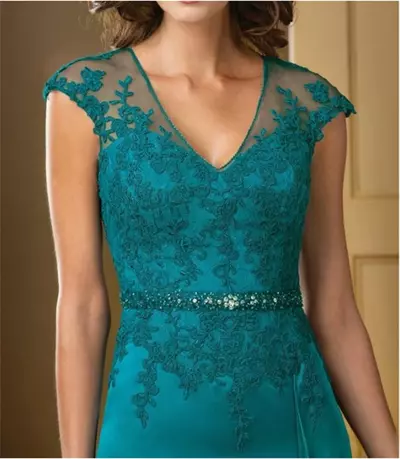 A-Line Lace Floor-Length Mother Of The Bride/ Groom Dress Elegant 2024 Plus Sizes Turquoise Appliques Chiffon Short Sleeve Ruffles Belt