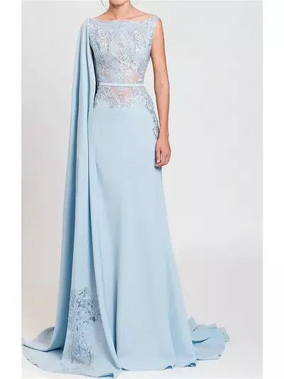 Mother Of The Bride /Groom Dress Wedding Guest Elegant Jewel Neck Chiffon Lace Sleeveless With Sash/Ribbon Appliques