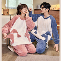 Cute Shark Fleece Couple Pajama Set - Thumbnail 6