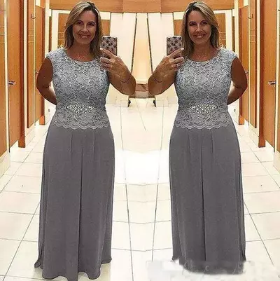 Grey Lace Mother of Bride/Groom Dresses