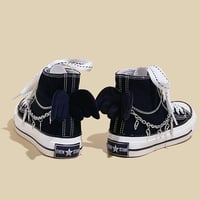 Cute Angle Wings Canvas Sneakers With Chain - Thumbnail 2