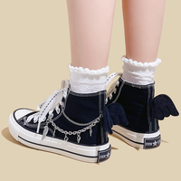 Cute Angle Wings Canvas Sneakers With Chain - Thumbnail 5
