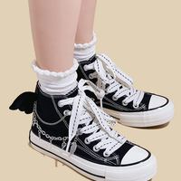 Cute Angle Wings Canvas Sneakers With Chain - Thumbnail 3
