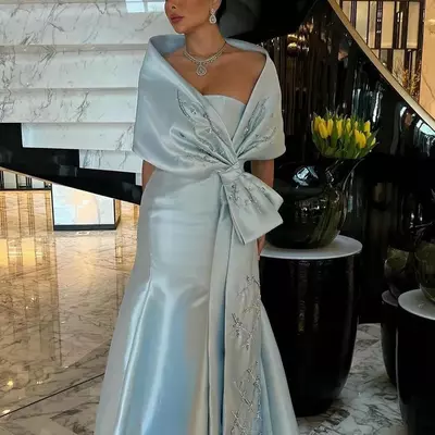 Elegant mermaid mother of the bride/ groom dresses with beading shawl bow