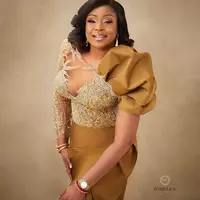 Gold Mermaid Mother Of Bride Dresses Lace Beaded Evening Prom Formal Party Birthday Celebrity Mother Of Groom Gowns Dress  - Thumbnail 1