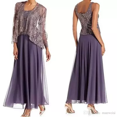  Boho Mother Of The Bride/Groom Dresses With Jacket Lace Tulle Ankle Length Wedding Guest Dress Plus Size Formal Evening Gowns