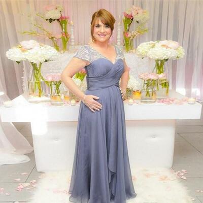 Cap sleeve mother of the bride/ groom dresses chiffon formal groom godmother evening wedding party guests gowns plus size custom made