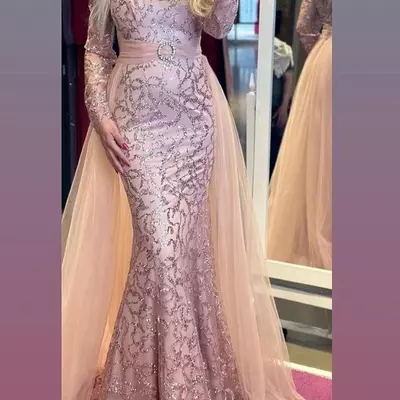Arabic lace mermaid mother of bride/ groom dresses sequined sexy evening prom formal party birthday celebrity mother of groom gowns dress 