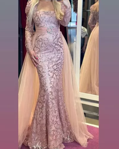Arabic Lace Mermaid Mother Of Bride/ Groom Dresses Sequined Sexy Evening Prom Formal Party Birthday Celebrity Mother Of Groom Gowns Dress 