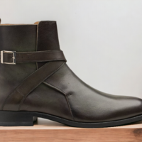 Handmade Dark Brown Pure Genuine Leather Boot, Men's Jodhpurs Boot - Thumbnail 1