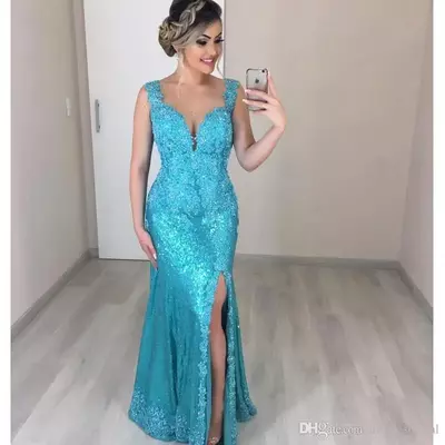 Elegant Mermaid Mother of the Bride/ Groom Dresses Lace Beaded Sequined Applique