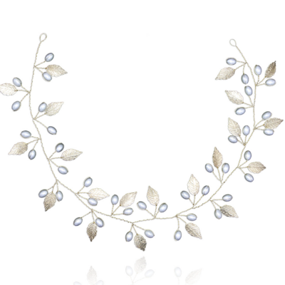 Gold or silver tone faux pearl wedding headpiece flower wedding hair tiara accessory