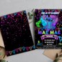Stitch Neon Nerf Birthday Invitation | Lilo & Stitch Party Invite | Vibrant Nerf Battle Theme-1