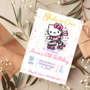 Kitty Skate Party Birthday Invitation, Kawai  Roller Skating, Party Invitation, girl, boy, Neon Lights, Editable Canva-3