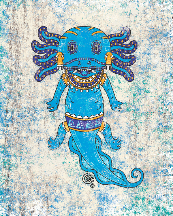 Blue Axolotl Art Print