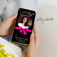 Forty Pink and Gold Birthday Invitation, Forty Mobile Invitation, Hello Forty Birthday Invite Birthday Invitation Canva Editable Active - Thumbnail 2