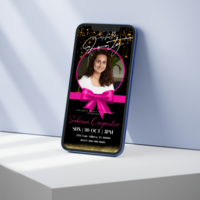 Forty Pink and Gold Birthday Invitation, Forty Mobile Invitation, Hello Forty Birthday Invite Birthday Invitation Canva Editable Active - Thumbnail 3