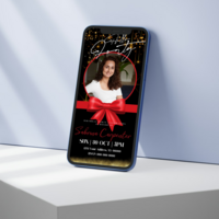 Forty Red and Gold Birthday Invitation, Forty Mobile Invitation, Hello Forty Birthday Invite Birthday Invitation Canva Editable Active - Thumbnail 3